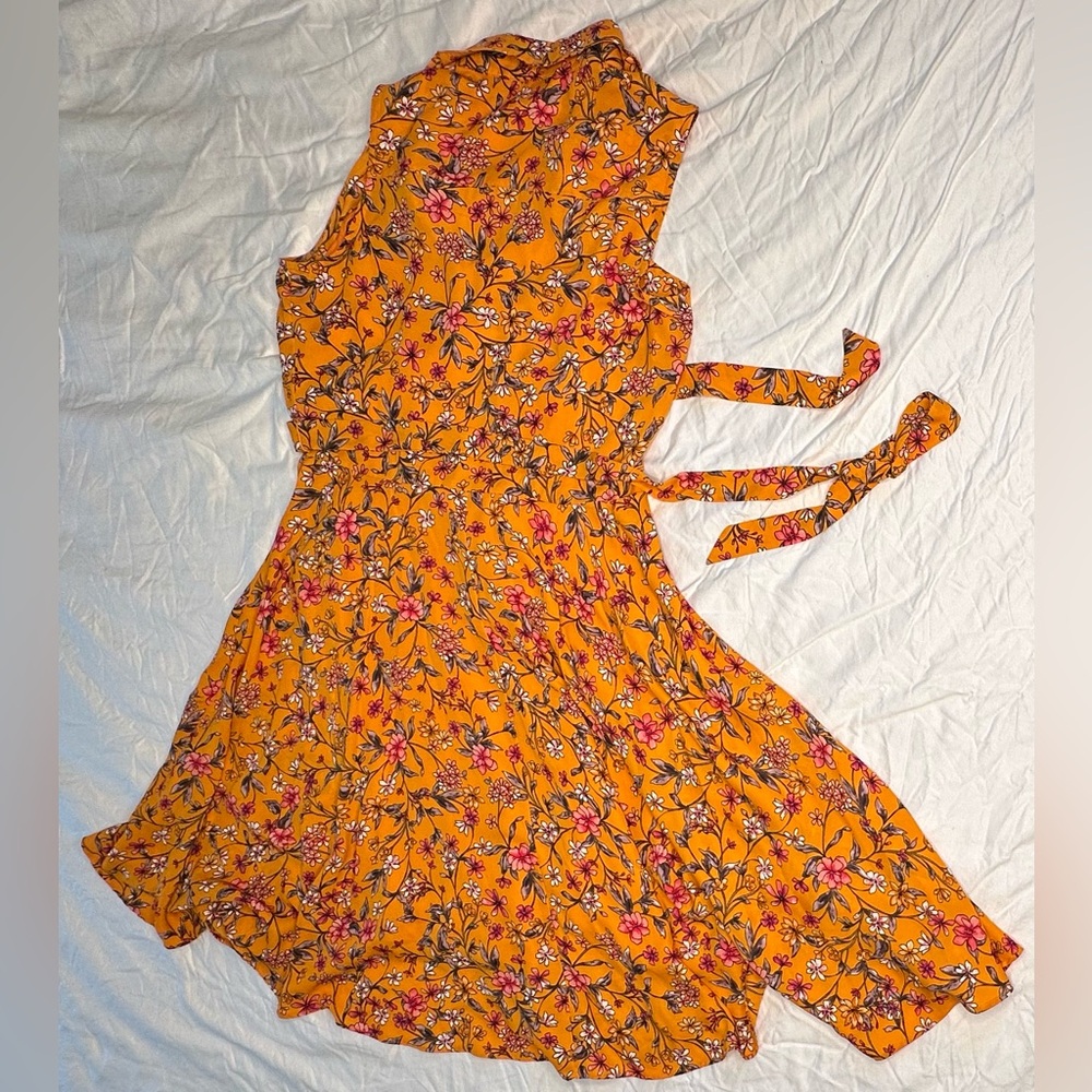 🍊 Nanette Lepore Orange Floral Pintuck Midi Dress Kentucky Derby– Size 10 - Picture 14 of 16